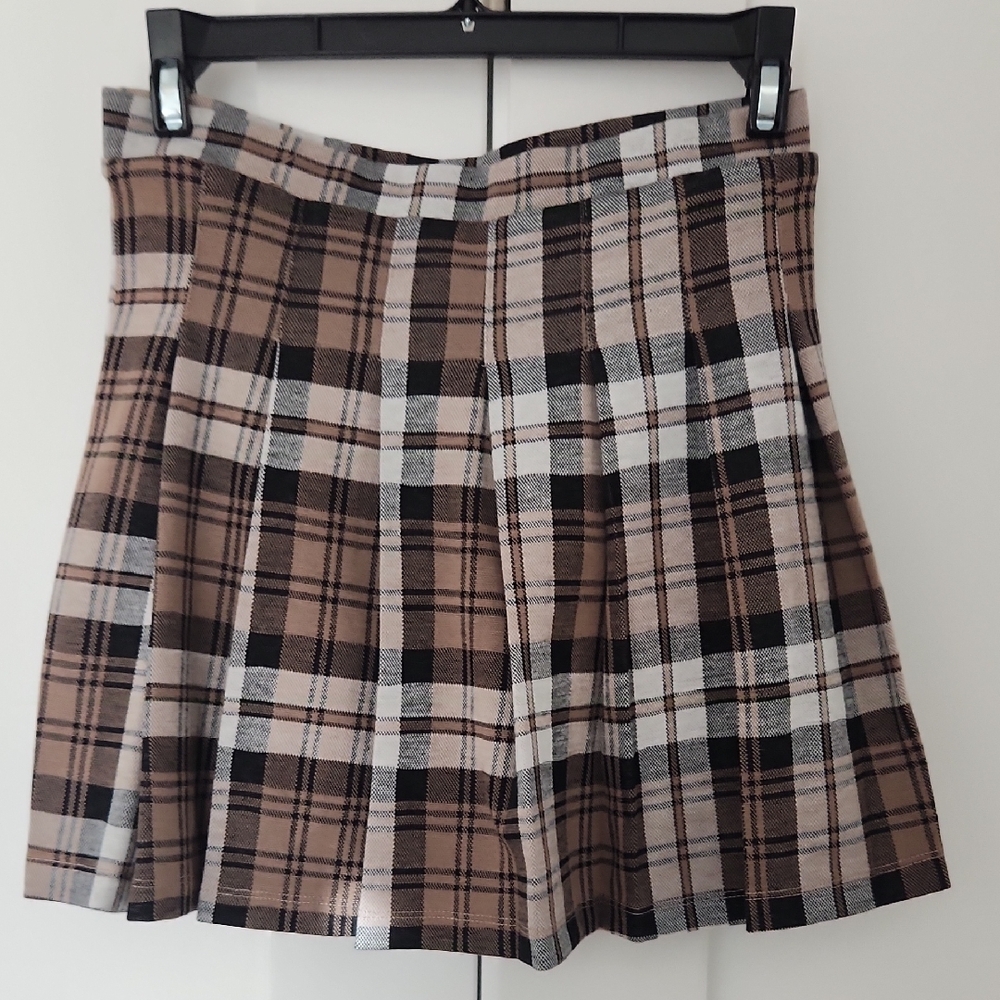 PacSun Brown and Black Plaid Mini Skirt